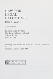 Front cover of Law for legal executives by Timothy Blakemore