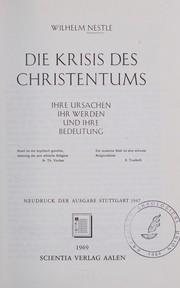 Front cover of Die Krisis des Christentums by Wilhelm Nestle