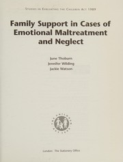 Front cover of Family Support in Cases of Emotional Maltreatment and Neglect (Studies in Evaluating the Children Act 1989) by Dept.of Health