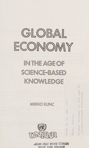 Front cover of Global Economy in the Age of Science-Based Knowledge (Commission on Development & Environment for Amazonia) by Mirco Bunc
