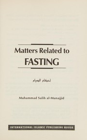 Front cover of Matters related to fasting by Muhammad Shaleh al-Munajjid