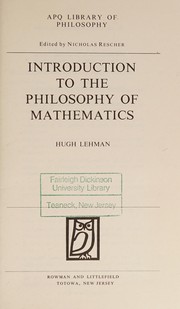 Front cover of Introduction to the philosophy of mathematics by Hugh Lehman