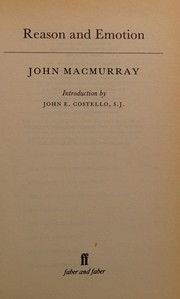 Cover of Reason and emotion by Macmurray, John