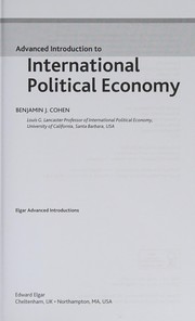 Cover of Advanced Introduction to International Political Economy by Benjamin J. Cohen