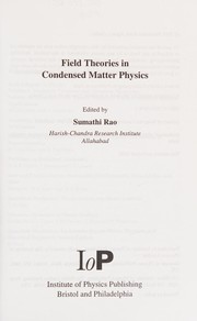 Front cover of Field theories in condensed matter physics by Sumathi Rao