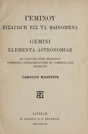 Front cover of Geminou Eisagōgē eis ta Phainomena. by Geminus of Rhodes