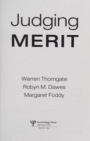 Cover of Judging merit by Warren Thorngate