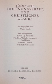Front cover of Jüdische Hoffnungskraft und christlicher Glaube by Walter Strolz