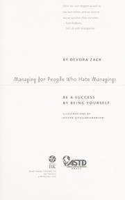 Cover of Managing for people who hate managing by Devora Zack