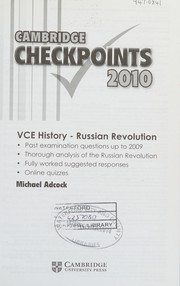 Front cover of Cambridge Checkpoints VCE History - Russian Revolution 2010 by Michael Adcock