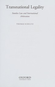 Cover of Transnational Legality by Thomas Schultz