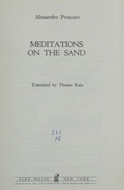 Cover of Meditazioni sulla sàbbia by Alessandro Pronzato