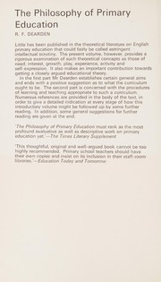 Cover of The philosophy of primary education by R. F. Dearden