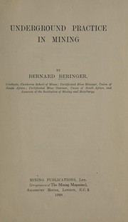 Cover of Underground practice in mining by Bernard Beringer