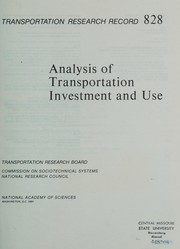 Cover of Analysis of Transportation Investment and Use (Transportation Research Record) by National Research Council (U.S.) Transportation Research Board