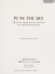 Front cover of Pi in the Sky Hands on Mathematical Activities for Teaching Astronomy by Pethound