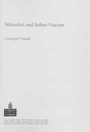 Front cover of Mussolini and Italian fascism by Giuseppe Finaldi