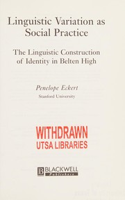 Cover of Linguistic variation as social practice by Penelope Eckert