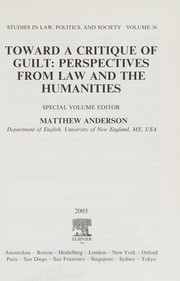 Front cover of Toward a critique of guilt by Matthew Daniel Anderson
