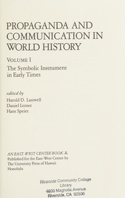 Cover of Propaganda and communication in world history by Harold Dwight Lasswell