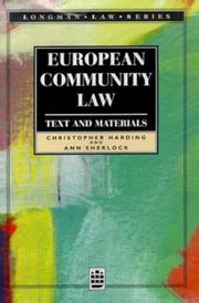 Front cover of European Community law by Christopher Harding