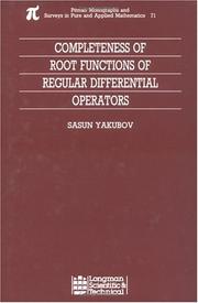 Front cover of Completeness of root functions of regular differential operators by S. Yakubov