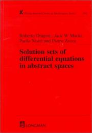 Front cover of Solution sets of differential operators [i.e. equations] in abstract spaces by Robert Dragoni