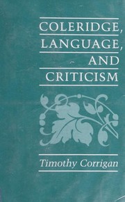 Cover of Coleridge, language, and criticism by Timothy Corrigan