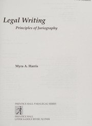 Front cover of Legal Writing by Myra A. Harris