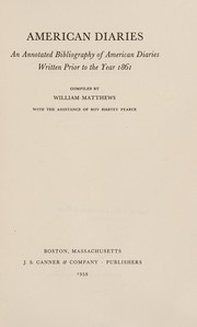 Cover of American diaries by Matthews, William