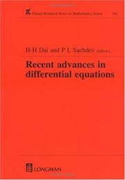 Front cover of Recent advances in differential equations by Pan-China Conference on Differential Equations (1st 1997 Kunming, China)