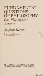 Front cover of Fundamental Questions in Philosophy by Stephan Korner