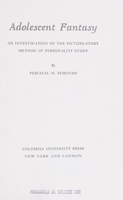 Cover of Adolescent Fantasy by Percival M. Symonds