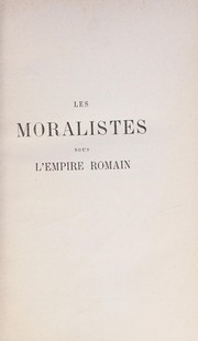 Front cover of Les moralistes sous l'empire romain by Constant Martha