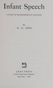 Cover of Infant speech by M. M. Lewis