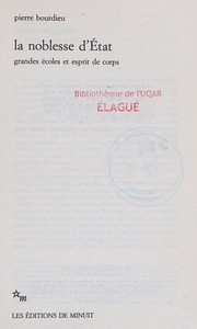 Cover of La Noblesse d'Etat by Pierre Bourdieu