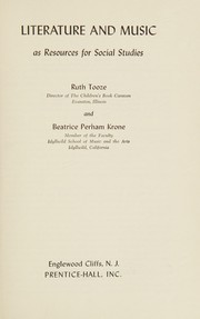Cover of Literature and music as resources for social studies by Ruth Tooze