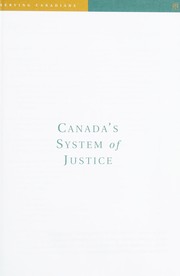 Front cover of Canada's system of justice by Canada. Department of Justice
