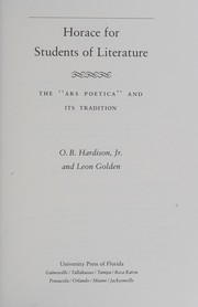 Cover of Horace for students of literature by O. B. Hardison