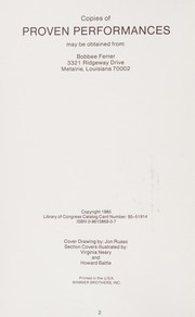 Cover of Proven performances by Unknown