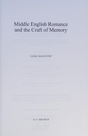 Front cover of Middle English Romance and the Craft of Memory by Jamie McKinstry