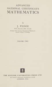Front cover of Pedoe's Higher Mathematics (Higher Technician Series) by J. Pedoe