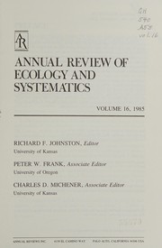 Cover of Annual Review of Ecology and Systematics by Richard F. Johnston