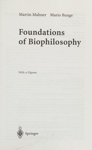 Front cover of Foundations of biophilosophy by M. Mahner