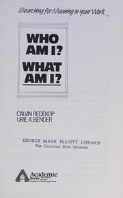 Front cover of Who am I? what am I? by Calvin Wall Redekop