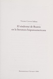 Front cover of El sindrome de Beatriz en la literatura hispanoamericana by Vincente Cervera Salinas