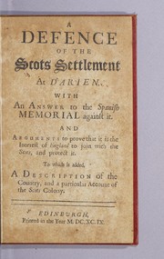 Front cover of A defence of the Scots settlement at Darien by Philo-Caledon