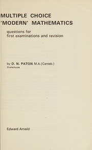 Cover of Multiple Choice 'modern' Mathematics by David Norman Paton