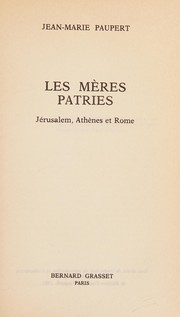 Front cover of Les mères patries by Jean-Marie Paupert