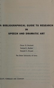 Cover of A bibliographical guide to research in speech and dramatic art by Oscar G. Brockett